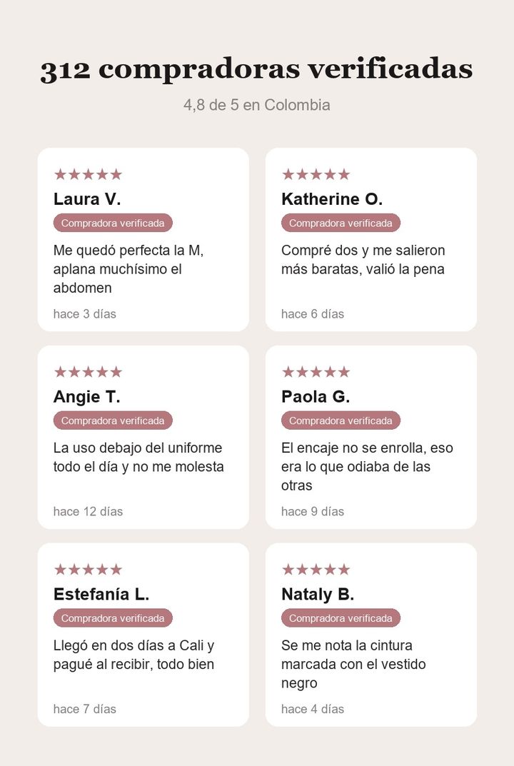 312 compradoras verificadas, 4,8 de 5 en Colombia