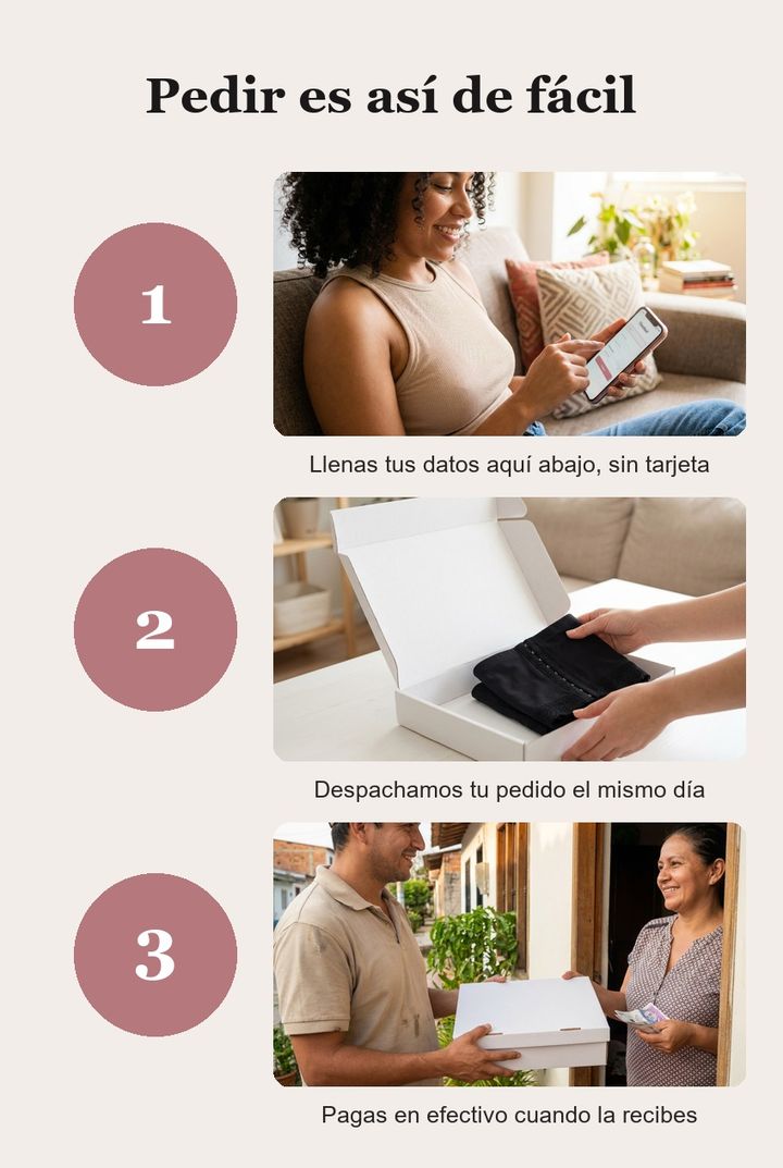 Pedir es así de fácil: llenas tus datos, despachamos el mismo día y pagas en efectivo al recibir