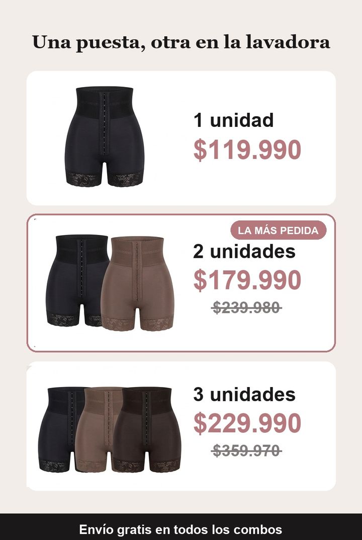 Combos: 1 unidad $119.990, 2 unidades $179.990 la más pedida, 3 unidades $229.990