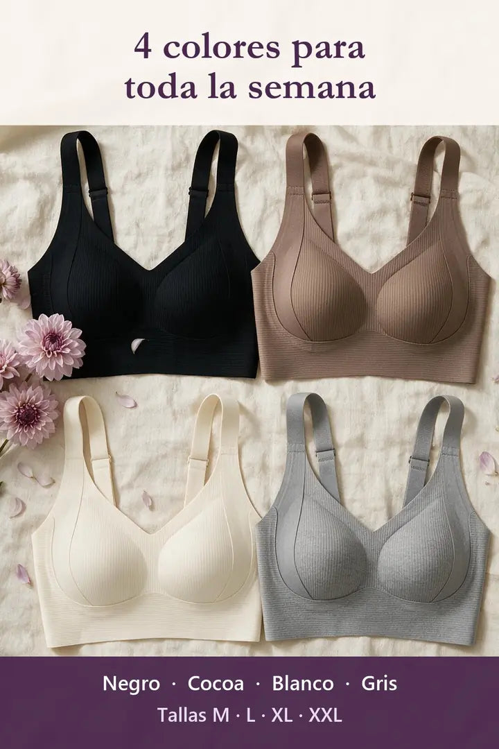 Disponible en negro, cocoa, blanco y gris, tallas M, L, XL y XXL